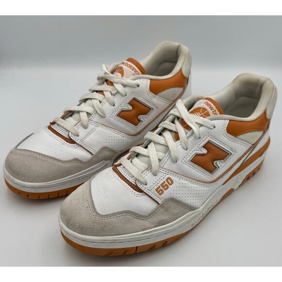 New Balance 550 White Burnt Orange Sneakers Retro BB550LSC Sz 11.5 # 318